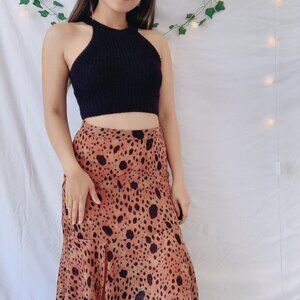 20% OFF F21 Brown Maxi Skirt with Black Polka Dots  - $18 - Size S/XS